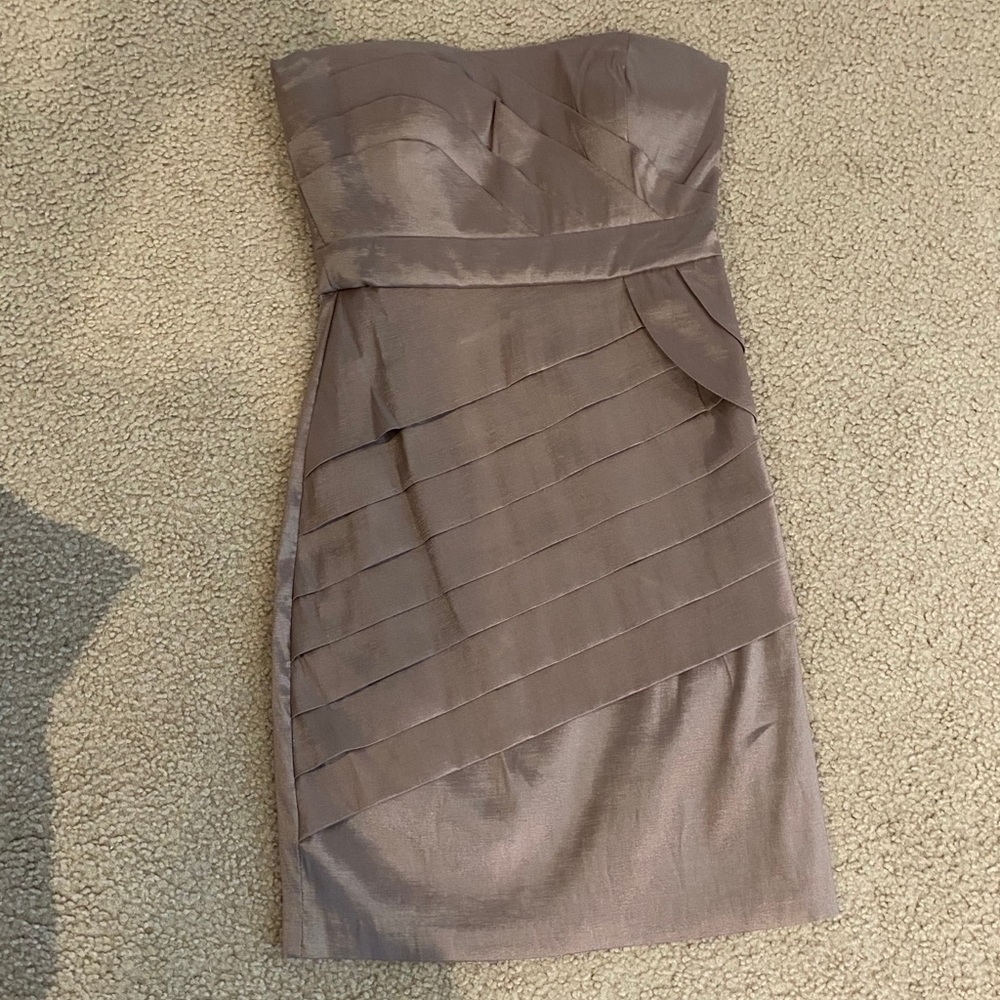 Max and Cleo Taupe Strapless Cocktail Dress size 2